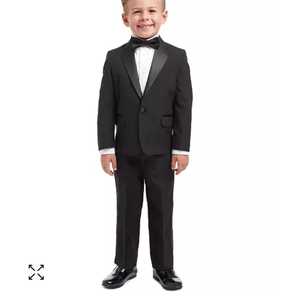 4-Piece Tuxedo Suit, Shirt &amp; Bowtie, Toddler and Little Boys