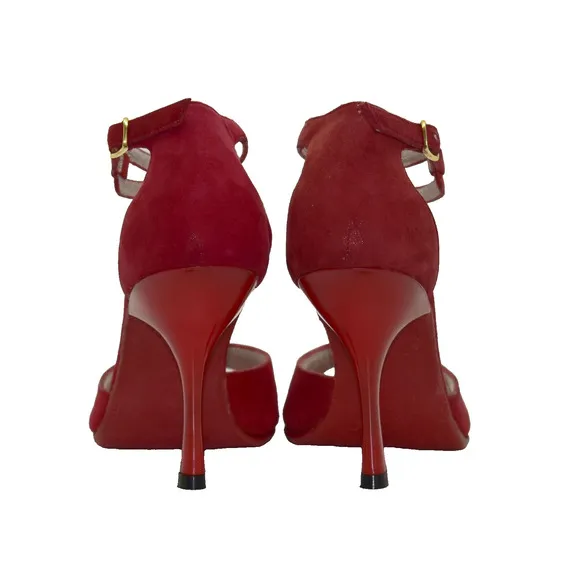 A7 NEW NEO TANGO Red Suede Ankle Strap Heels Argentina Dance Shoes Size 5