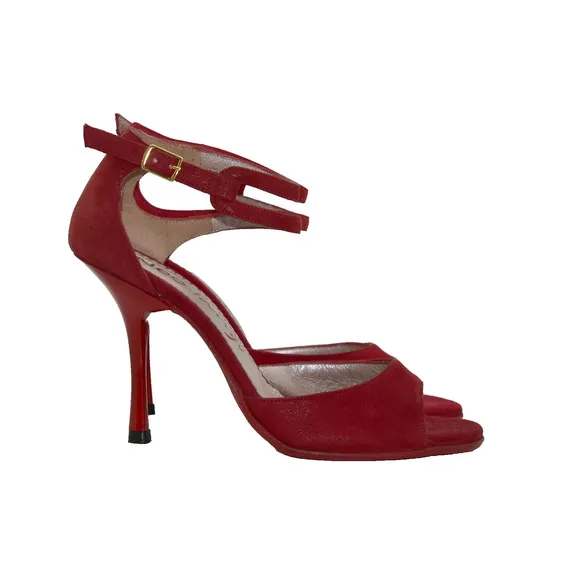A7 NEW NEO TANGO Red Suede Ankle Strap Heels Argentina Dance Shoes Size 5