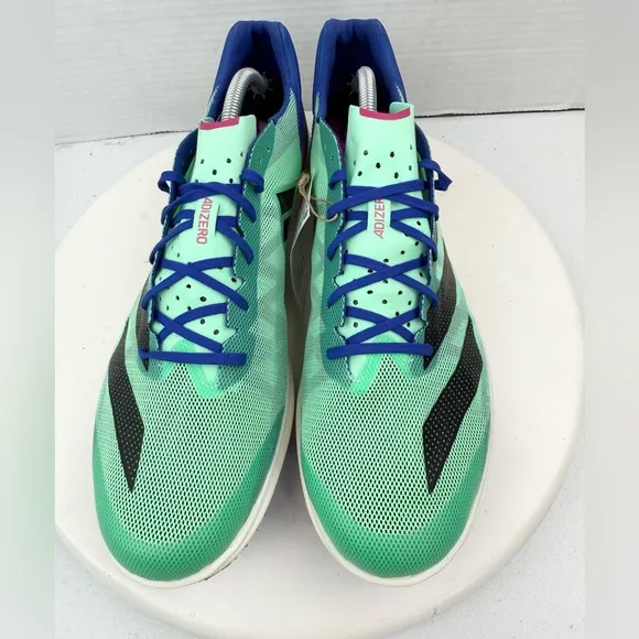 Adidas Adizero Avanti TYO Track Field Shoes Spikes Mens 12 Green Blue GV9073 NEW