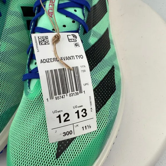 Adidas Adizero Avanti TYO Track Field Shoes Spikes Mens 12 Green Blue GV9073 NEW