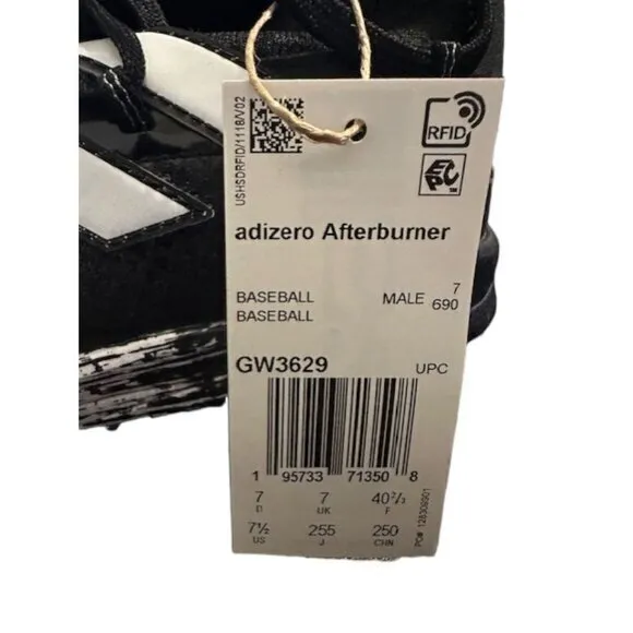 Adidas Afterburner 8 New Wave Baseball Turf Shoe GW3629 Black/White Size 7.5 NIB