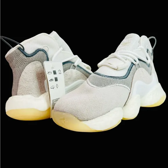 Adidas Crazy BYW BD8014 White Grey Boost Kobe Bryant Basketball Shoes Men Sz 4.5