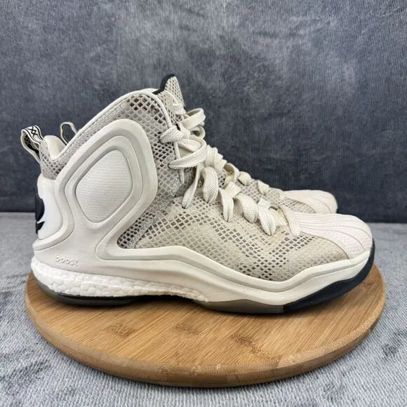Adidas D Rose Boost Shoes Mens Size 9 White Tan Basketball Training Sneakers