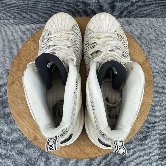 Adidas D Rose Boost Shoes Mens Size 9 White Tan Basketball Training Sneakers