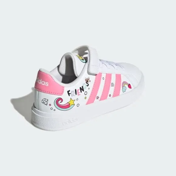 Adidas Disney x Grand Court Minnie El K GS Girl Shoes White Pink GY6629 NEW Sz 7