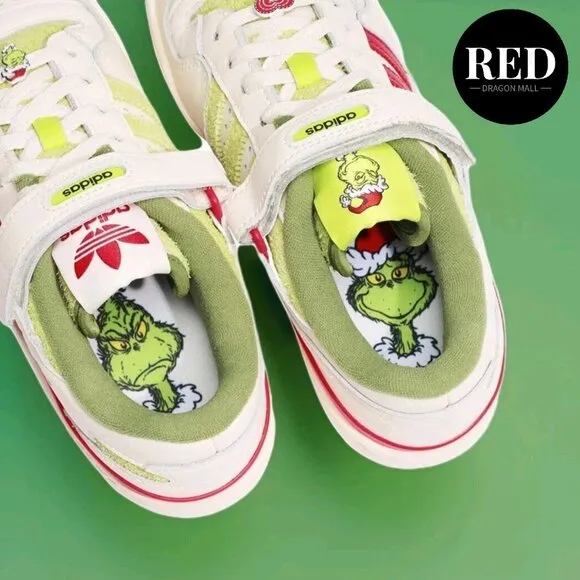Adidas Dr. Seuss x Forum Low The Grinch Cream White Shoes - Men's Size 10.5