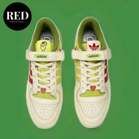 Adidas Dr. Seuss x Forum Low The Grinch Cream White Shoes - Men's Size 10.5