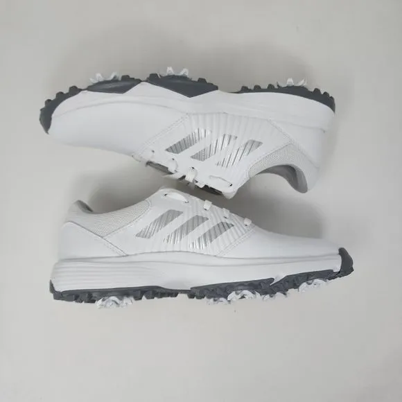 Adidas Golf Shoes Mens 5.5 White CP Traxion Logo Lace Up 3 Stripes Sneakers