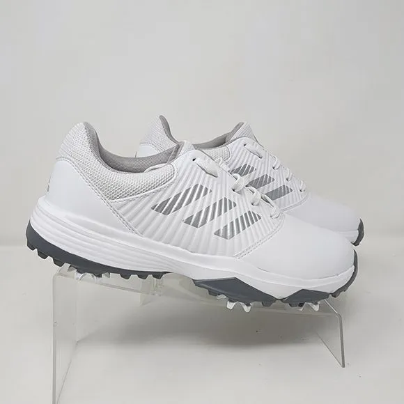 Adidas Golf Shoes Mens 5.5 White CP Traxion Logo Lace Up 3 Stripes Sneakers