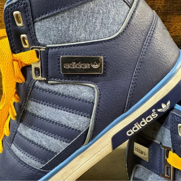 Adidas Hard Court hi top tennis shoes men's 10.5 blue orange sneakers designer