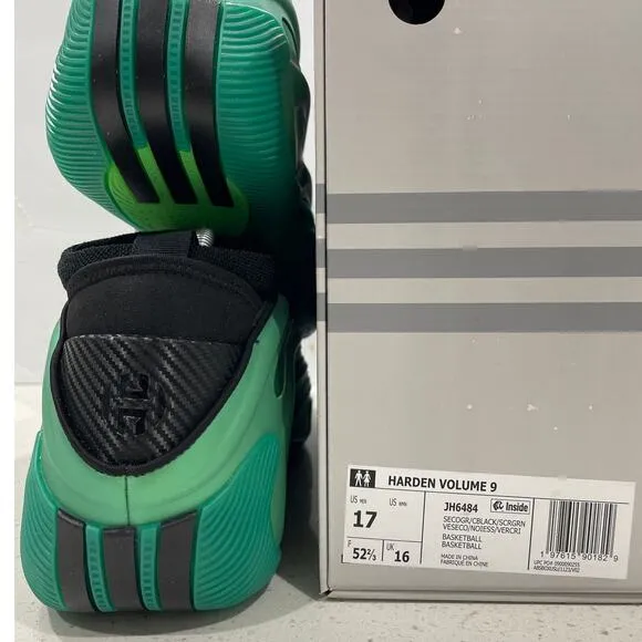 adidas Harden Volume 9  &quot;Metamorphosis&quot; Green/Black Sz 17 Basketball Shoes New