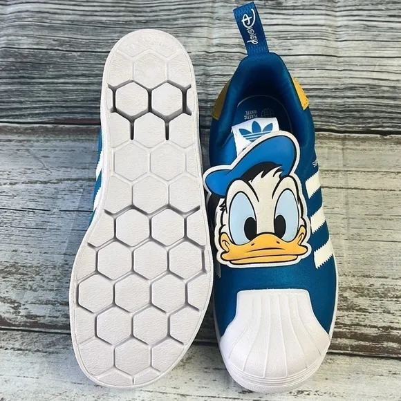 Adidas Kids' Originals Superstar 360 Blue, White and Yellow. Toddler Size 3.