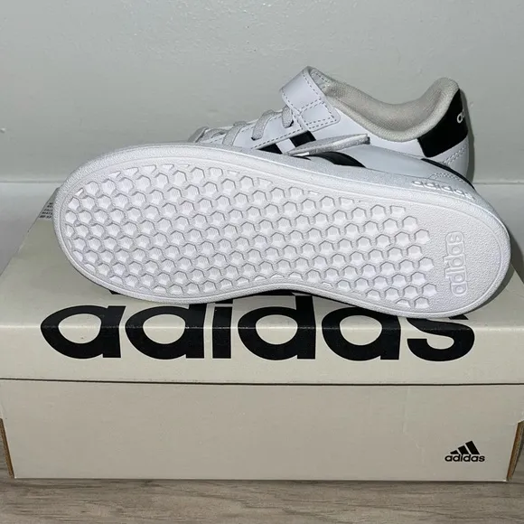 Adidas Kids White and Black Sneakers Boys Grand Court 2.0 El Sneakers