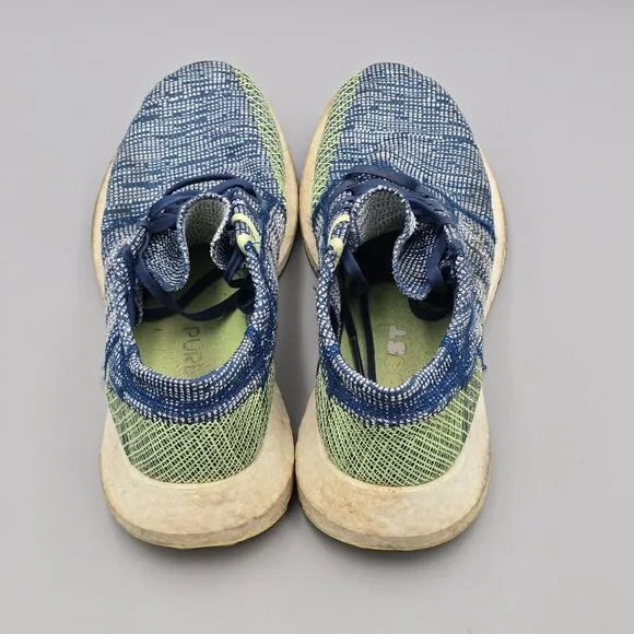 Adidas Men's Size 10.5 US Pureboost Go Blue Green White Knit Running Shoes READ
