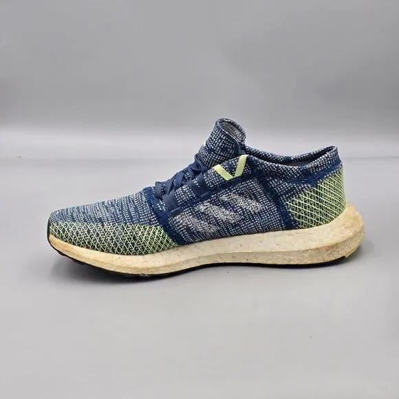 Adidas Men's Size 10.5 US Pureboost Go Blue Green White Knit Running Shoes READ