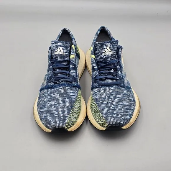 Adidas Men's Size 10.5 US Pureboost Go Blue Green White Knit Running Shoes READ