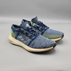 Adidas Men's Size 10.5 US Pureboost Go Blue Green White Knit Running Shoes READ