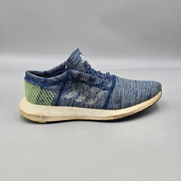 Adidas Men's Size 10.5 US Pureboost Go Blue Green White Knit Running Shoes READ
