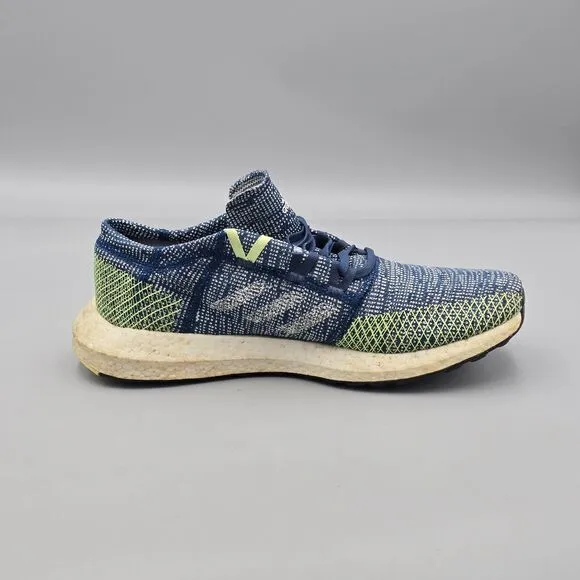 Adidas Men's Size 10.5 US Pureboost Go Blue Green White Knit Running Shoes READ