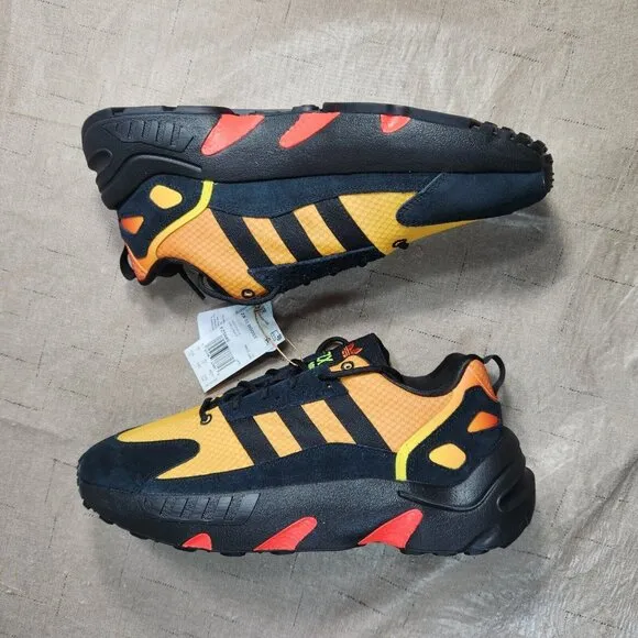 Adidas Men's Size 9 M ZX Boost 22 Casual Lifestyle Black Orange Sneaker  876-2