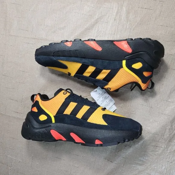 Adidas Men's Size 9 M ZX Boost 22 Casual Lifestyle Black Orange Sneaker  876-2