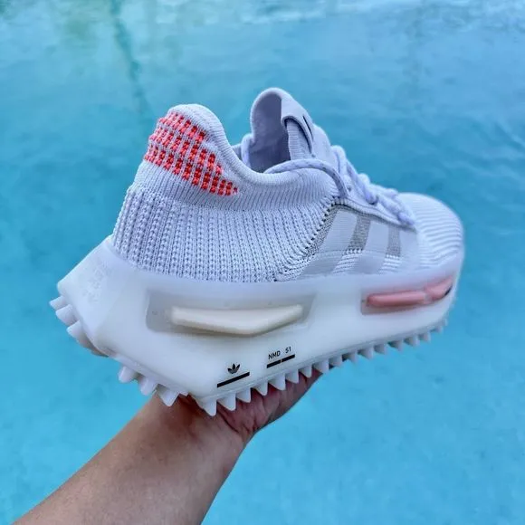 Adidas NMD_S1 Low White Coral Fusion Women's Athletic Shoes HQ4465 Size 6