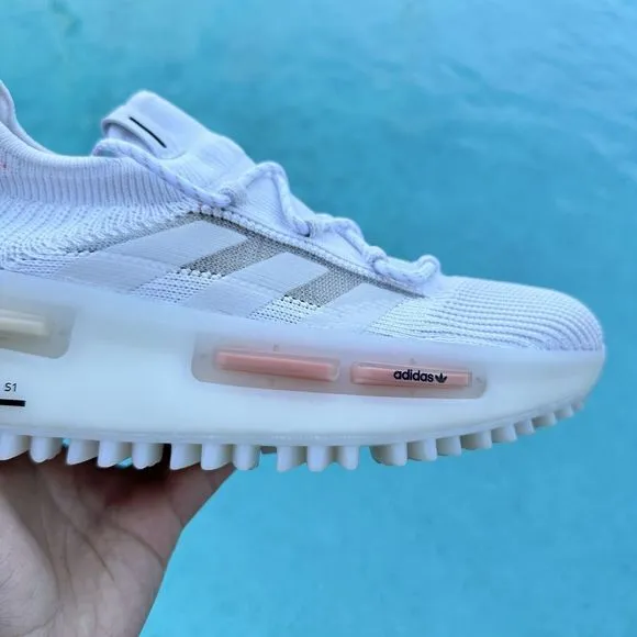 Adidas NMD_S1 Low White Coral Fusion Women's Athletic Shoes HQ4465 Size 6
