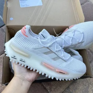 Adidas NMD_S1 Low White Coral Fusion Women's Athletic Shoes HQ4465 Size 6