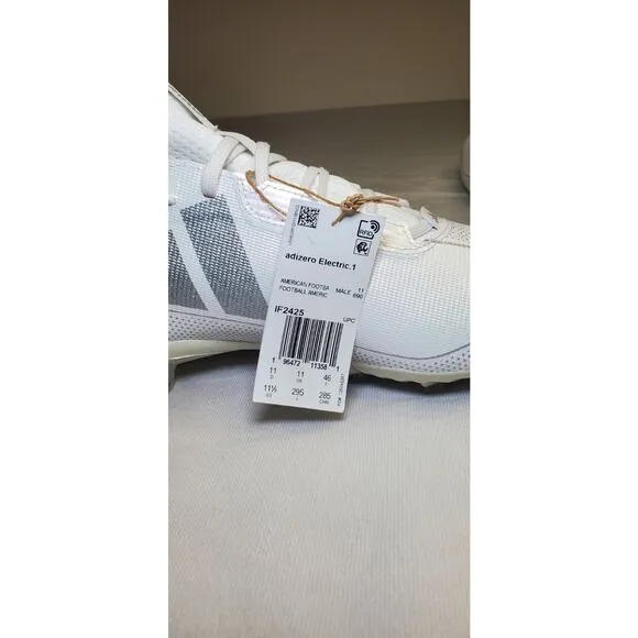 Adidas Siz 11.5 Adizero Electric White Silver Metallic IF2425 Football Cleats Z3