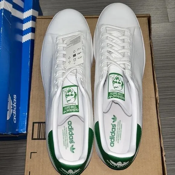 Adidas Stan Smith White and Green Sneakers Size 19