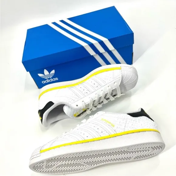 Adidas Superstar 3  Stripe Life ‘Cloud White/Beam Yellow’ Grade School Size 6