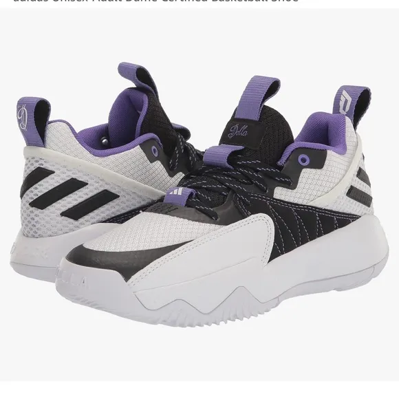 Adidas Unisex-Adult Dame Certified Basketball Shoe White Black Purple M9 W10 NWT