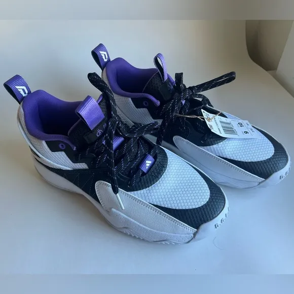 Adidas Unisex-Adult Dame Certified Basketball Shoe White Black Purple M9 W10 NWT