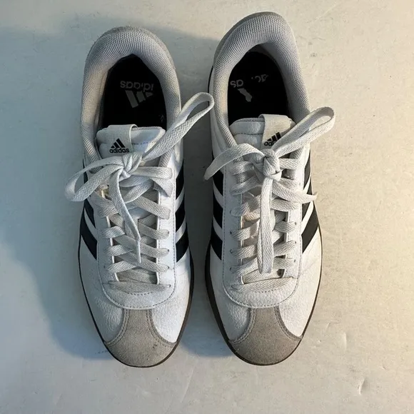 Adidas VL Court Leather Sneakers Casual Walking Shoes White Black Men's Size 9