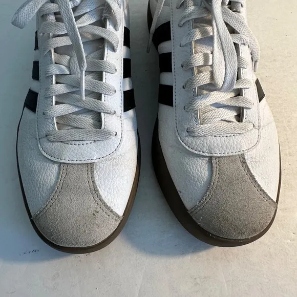 Adidas VL Court Leather Sneakers Casual Walking Shoes White Black Men's Size 9