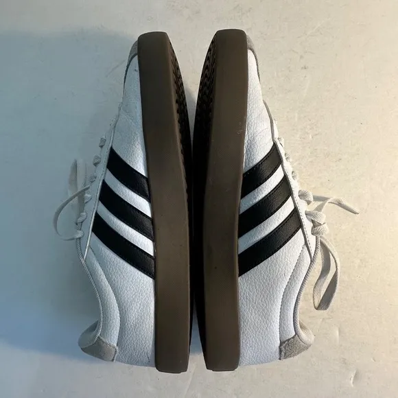 Adidas VL Court Leather Sneakers Casual Walking Shoes White Black Men's Size 9