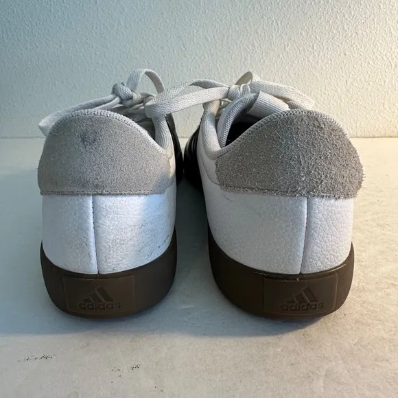 Adidas VL Court Leather Sneakers Casual Walking Shoes White Black Men's Size 9
