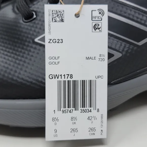 Adidas ZG23 GW1178 Golf Shoes Lightstrike Pro Mens Size 9 Black New With Tags
