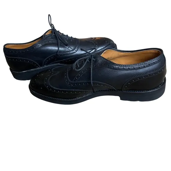 Alden Wingtip Oxford Dress Shoes Leather Black Brogue Perforated 7.5