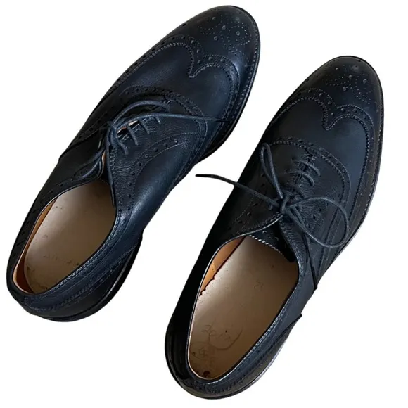 Alden Wingtip Oxford Dress Shoes Leather Black Brogue Perforated 7.5