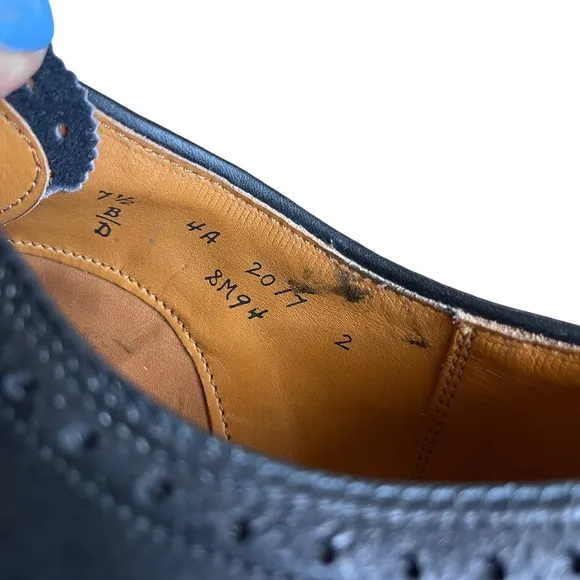 Alden Wingtip Oxford Dress Shoes Leather Black Brogue Perforated 7.5
