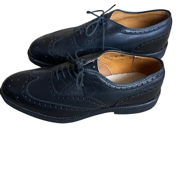 Alden Wingtip Oxford Dress Shoes Leather Black Brogue Perforated 7.5