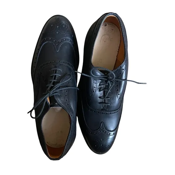 Alden Wingtip Oxford Dress Shoes Leather Black Brogue Perforated 7.5