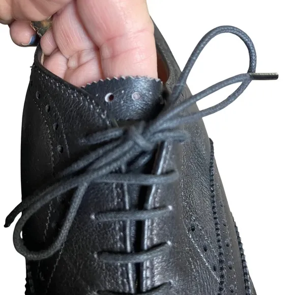 Alden Wingtip Oxford Dress Shoes Leather Black Brogue Perforated 7.5