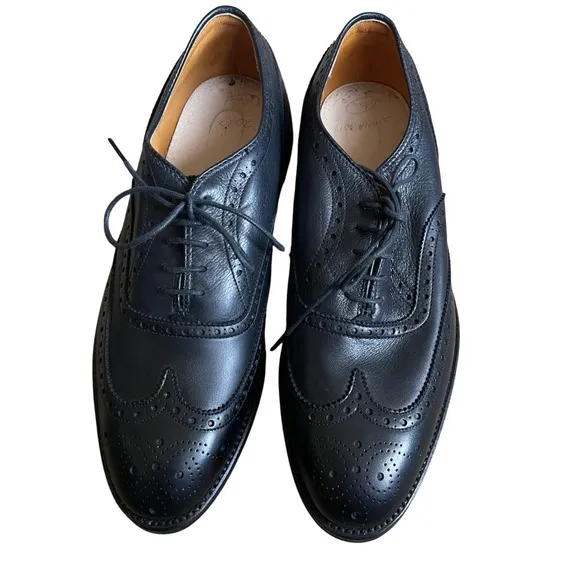 Alden Wingtip Oxford Dress Shoes Leather Black Brogue Perforated 7.5