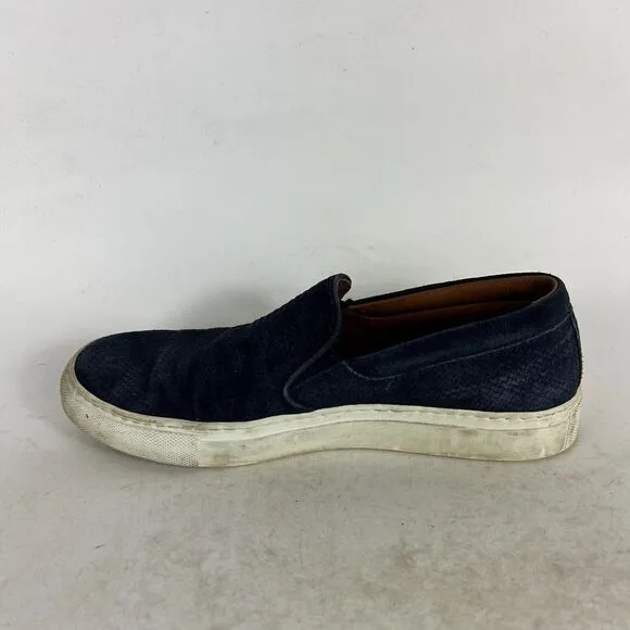 Aquatalia Alisha Mini Embossed Calf Loafers Womens 7.5 Navy Blue Slip-on Shoes