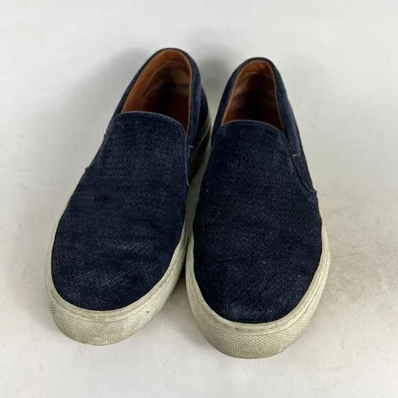 Aquatalia Alisha Mini Embossed Calf Loafers Womens 7.5 Navy Blue Slip-on Shoes