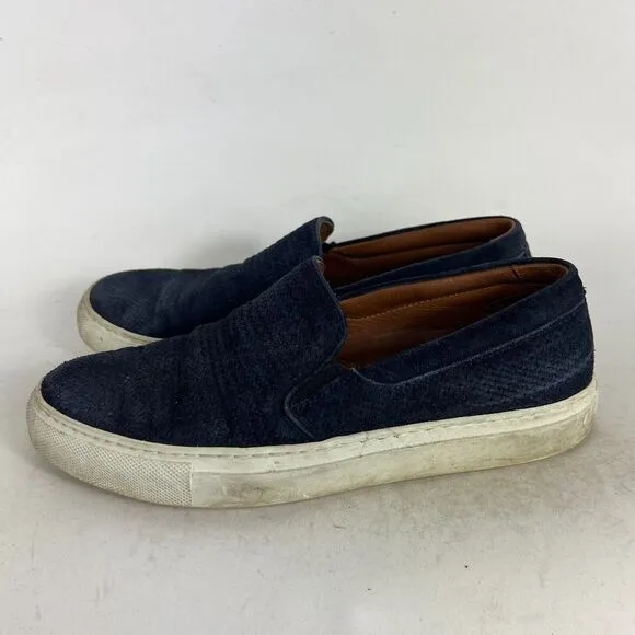 Aquatalia Alisha Mini Embossed Calf Loafers Womens 7.5 Navy Blue Slip-on Shoes