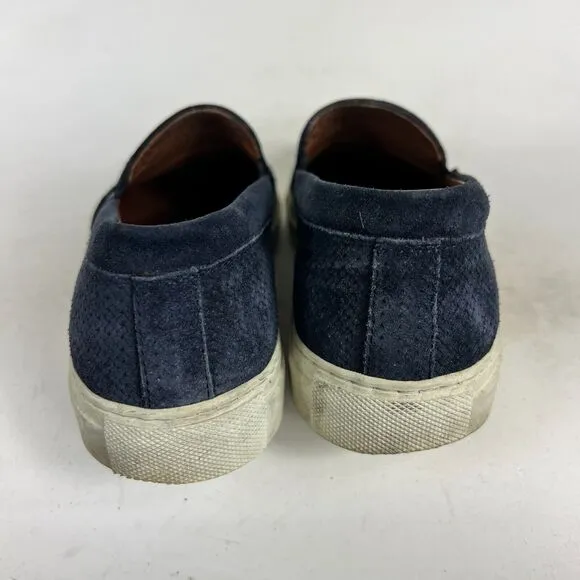 Aquatalia Alisha Mini Embossed Calf Loafers Womens 7.5 Navy Blue Slip-on Shoes